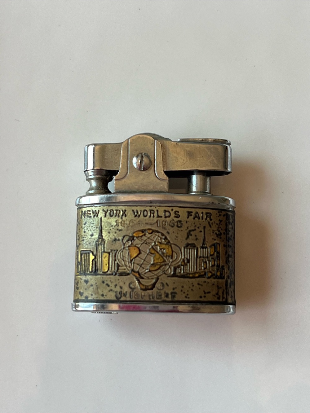 Vintage 1961 New York Worlds Fair Unisphere Pocket Lighter